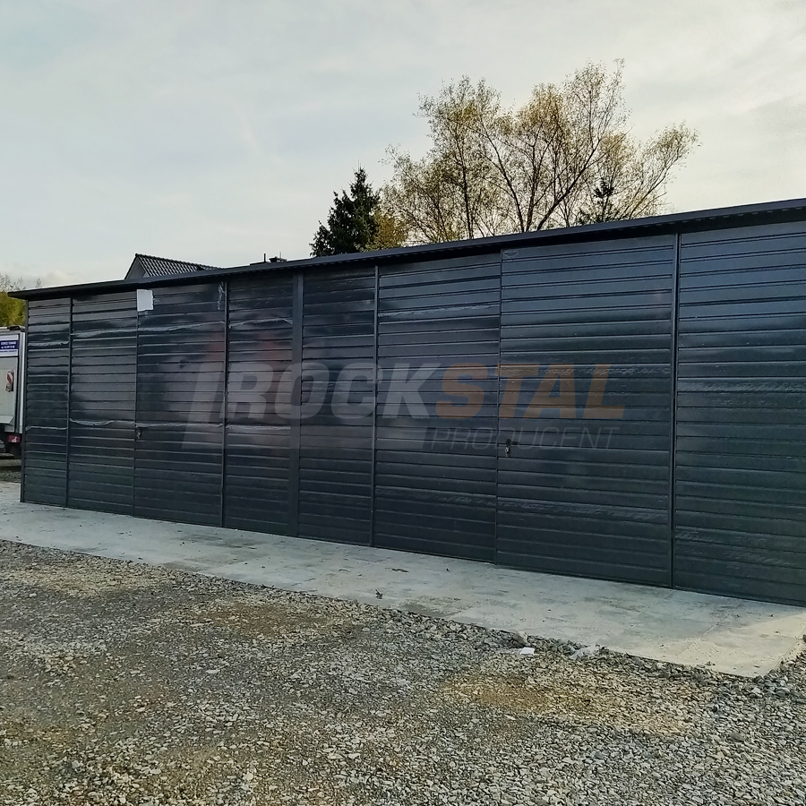 Garaż blaszany antracyt 7x5m + drzwi dwuskrzydłowe - obrazek 3