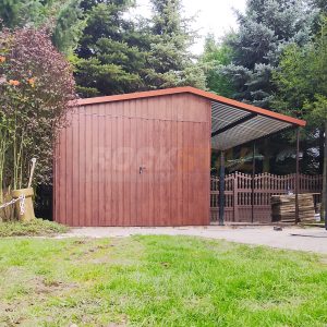 Garaż blaszany dwuspadowy 3x6m + wiata