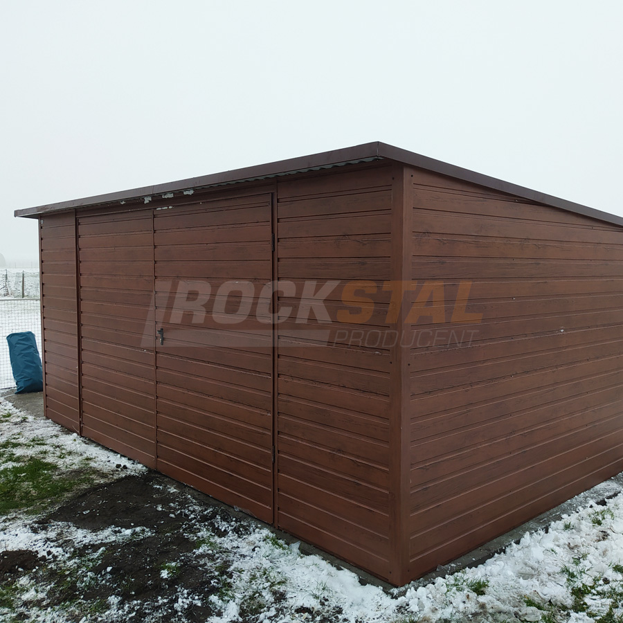 Garaż blaszany drewnopodobny 5x3 m + drzwi dwuskrzydłowe - obrazek 2