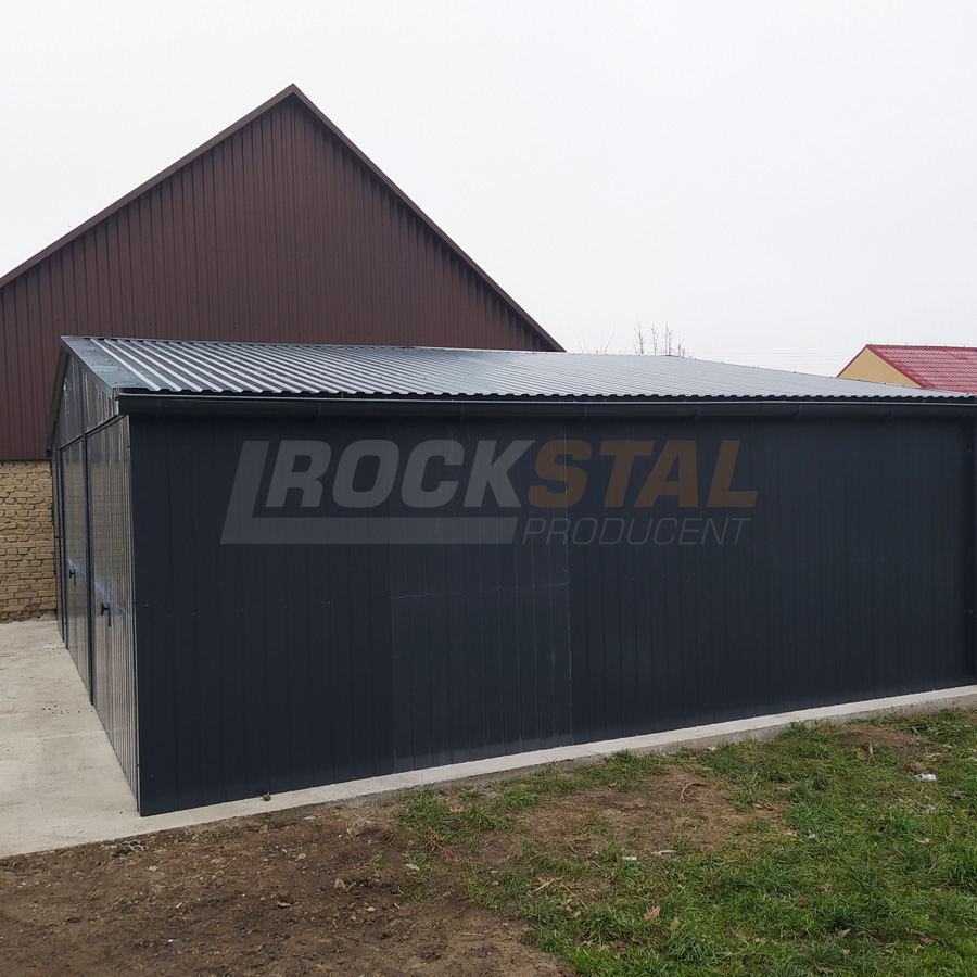 Garaż blaszany 7x6 m - kolor RAL 7016 połysk + dodatkowe drzwi - obrazek 2