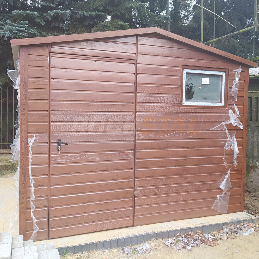 Garaż blaszany drewnopodobny 3x3 m + okno
