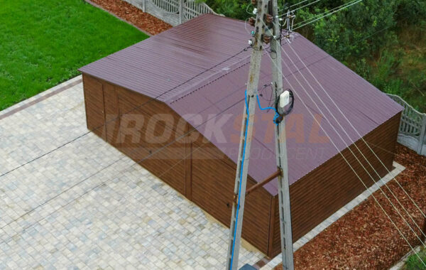 Garaż blaszany 7,5×6 m drewnopodobny – HIT sezonu